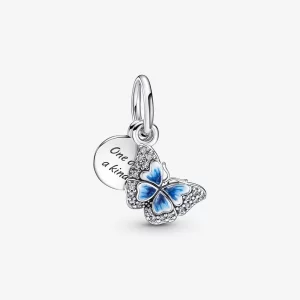 (image pour) Charm double pendentif PANDORA papillon bleu et citation - 790757C01