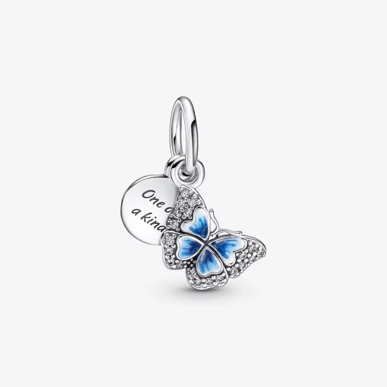 (image pour) Charm double pendentif PANDORA papillon bleu et citation - 790757C01