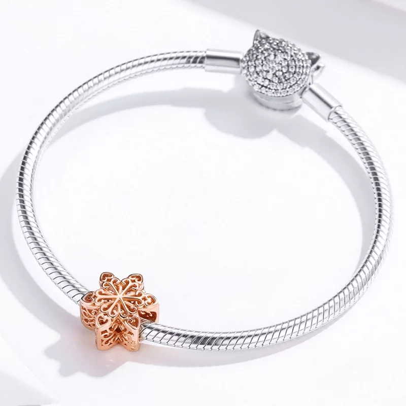 (image pour) Charm en argent de style Pandora avec des flocons de neige - SCC719-C - Afficher 4