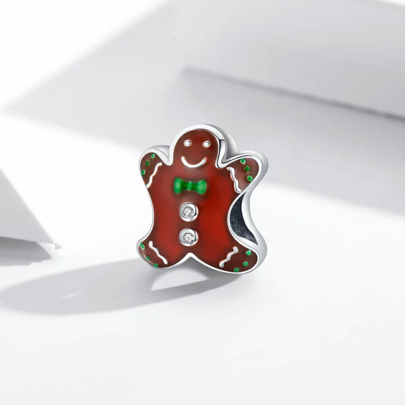 (image pour) Charm en argent de style Pandora en forme de bonhomme en pain d'épices - SCC2037 - Afficher 2