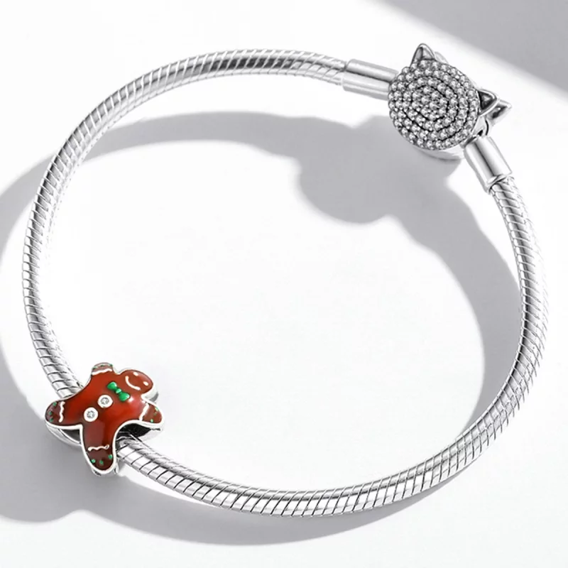 (image pour) Charm en argent de style Pandora en forme de bonhomme en pain d'épices - SCC2037 - Afficher 3