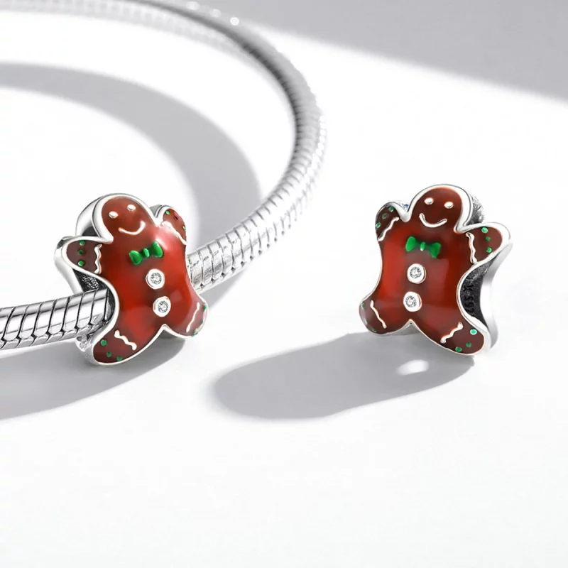 (image pour) Charm en argent de style Pandora en forme de bonhomme en pain d'épices - SCC2037 - Afficher 4