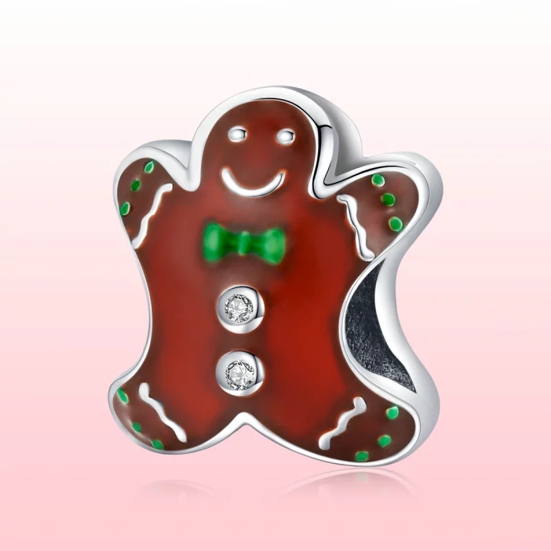 (image pour) Charm en argent de style Pandora en forme de bonhomme en pain d'épices - SCC2037 - Afficher 6