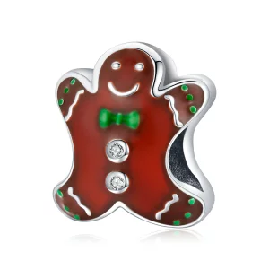 (image pour) Charm en argent de style Pandora en forme de bonhomme en pain d'épices - SCC2037