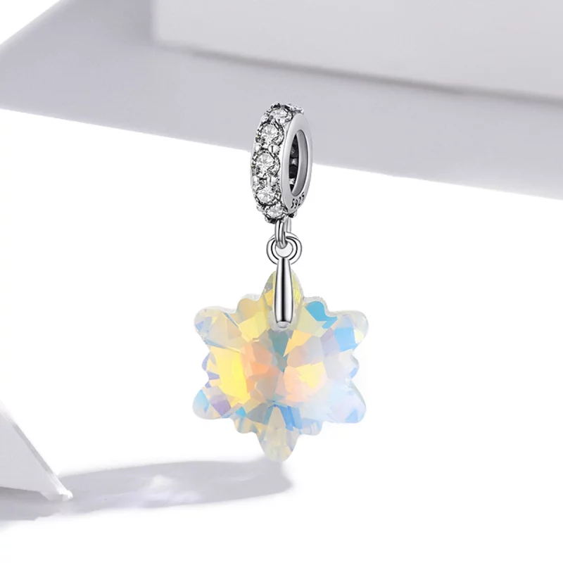 (image pour) Charm en argent style Pandora avec cristaux en forme de flocons de neige - SCC19 - Afficher 2