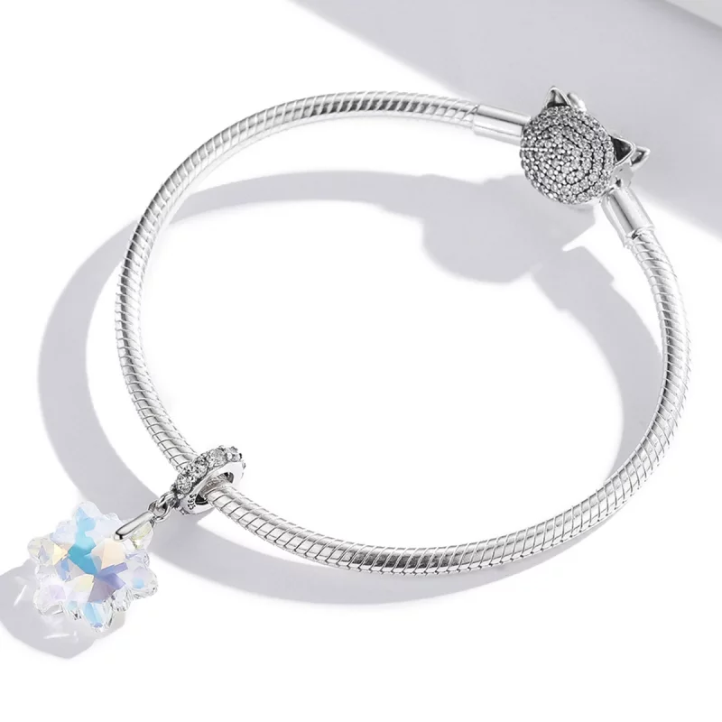 (image pour) Charm en argent style Pandora avec cristaux en forme de flocons de neige - SCC19 - Afficher 3