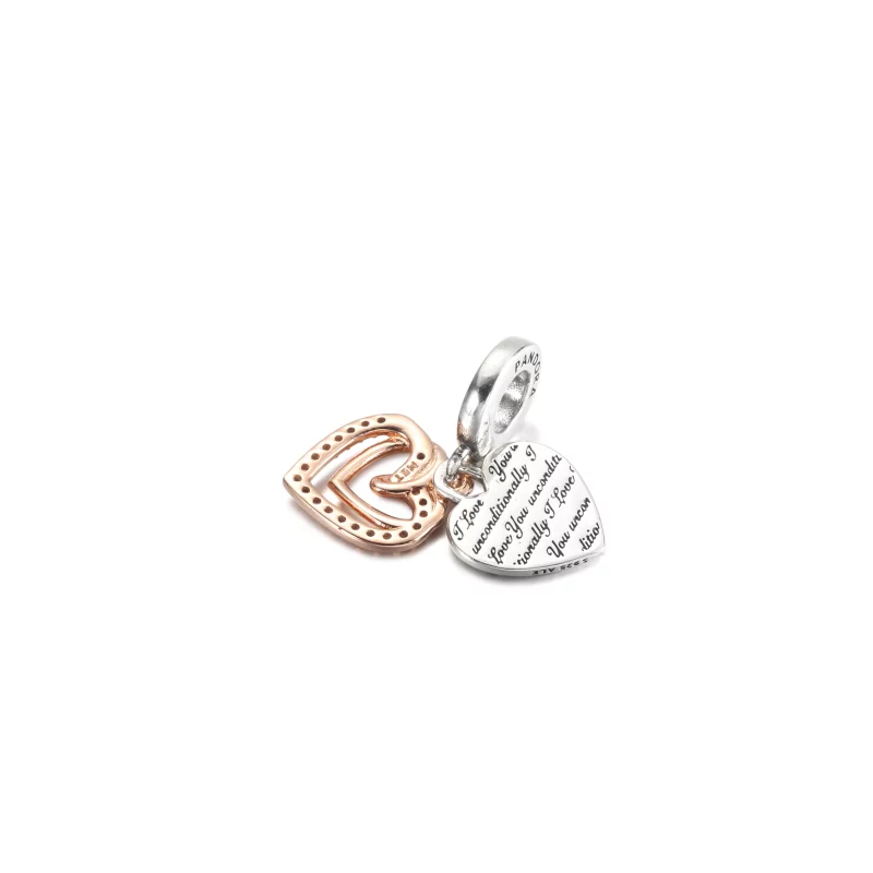 (image pour) Charm PANDORA Double Pendant Cœurs Entrelacés - 781062C01 - Afficher 4