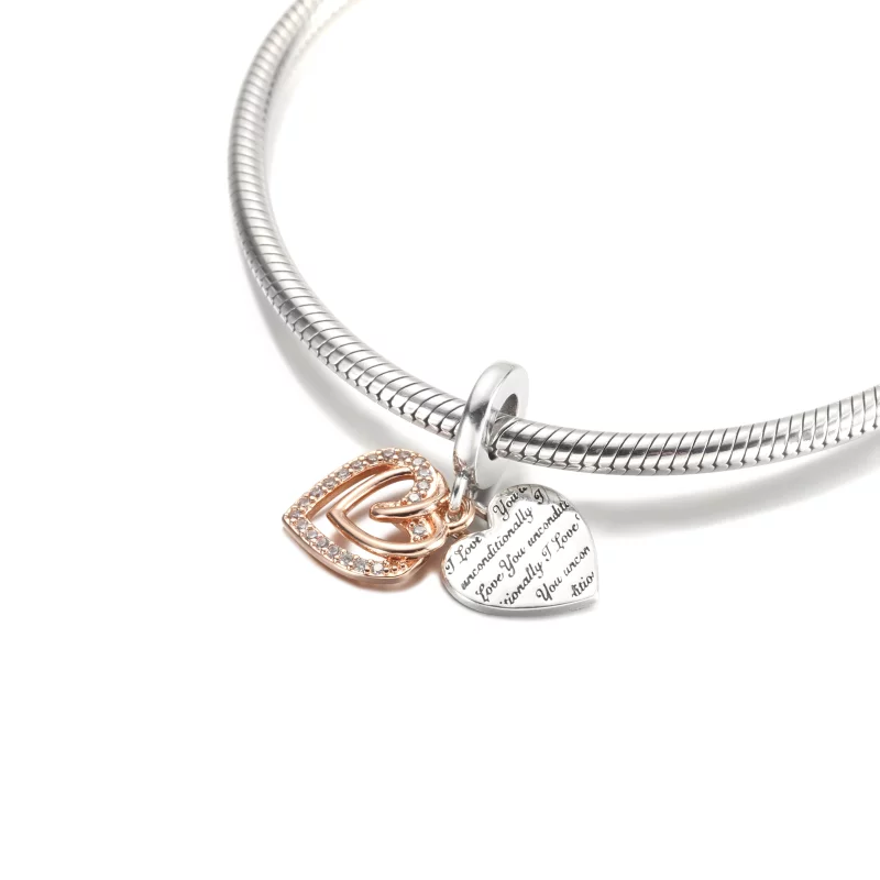 (image pour) Charm PANDORA Double Pendant Cœurs Entrelacés - 781062C01 - Afficher 5