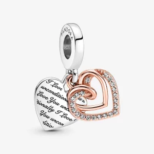 (image pour) Charm PANDORA Double Pendant Cœurs Entrelacés - 781062C01