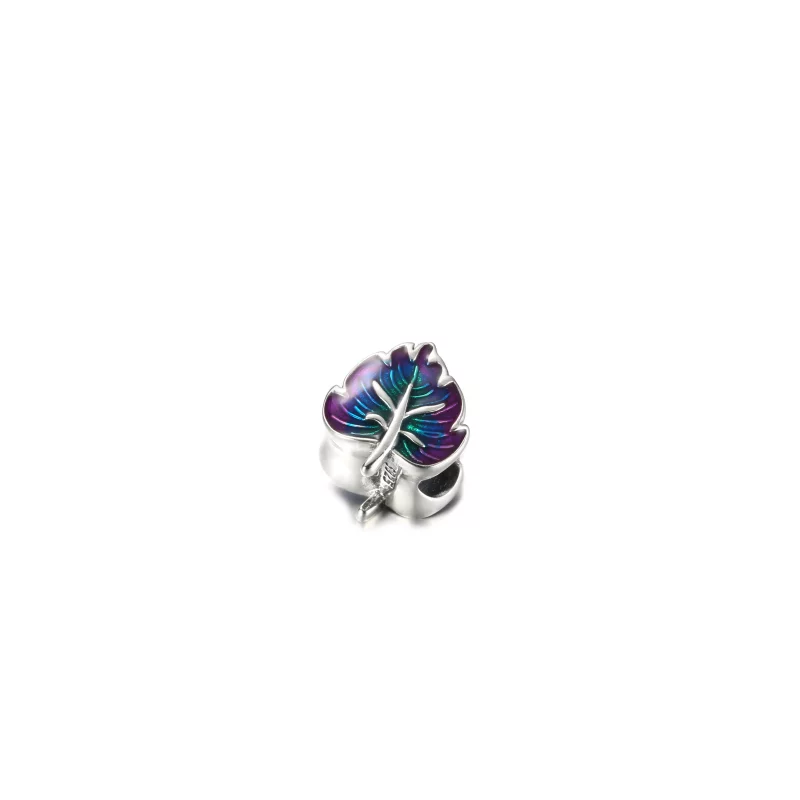 (image pour) Charm PANDORA Feuille Violette & Verte - 799542C01 - Afficher 3