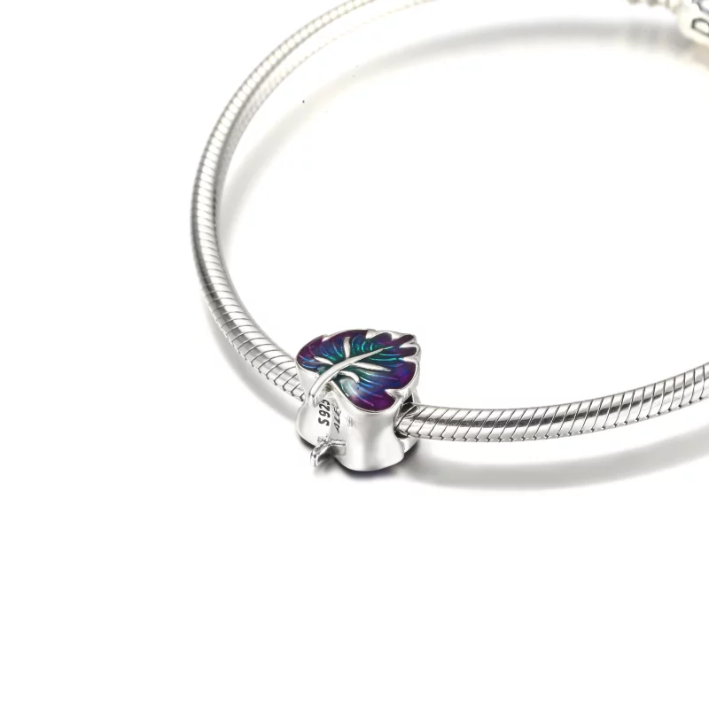 (image pour) Charm PANDORA Feuille Violette & Verte - 799542C01 - Afficher 6