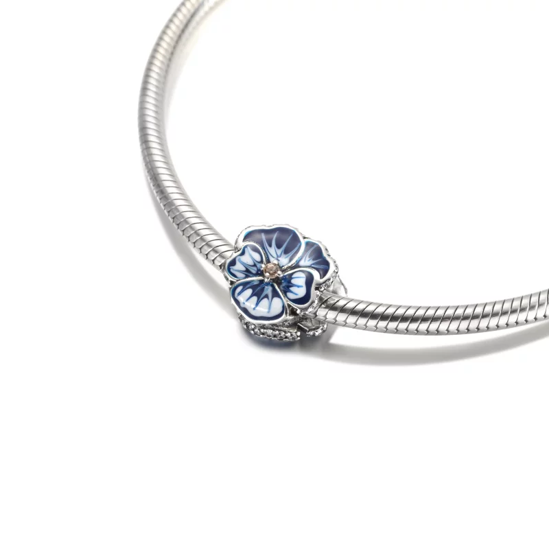 (image pour) Charm Pandora Fleur de Pensée Bleue - 790777C02 - Afficher 4