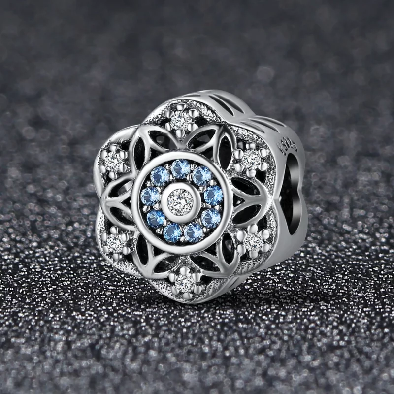 (image pour) Charm Pandora Style en argent avec des flocons de neige romantiques - SCC247 - Afficher 2