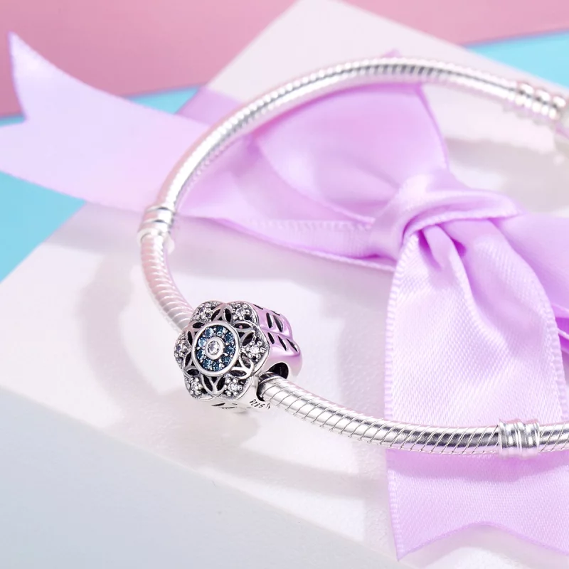 (image pour) Charm Pandora Style en argent avec des flocons de neige romantiques - SCC247 - Afficher 4