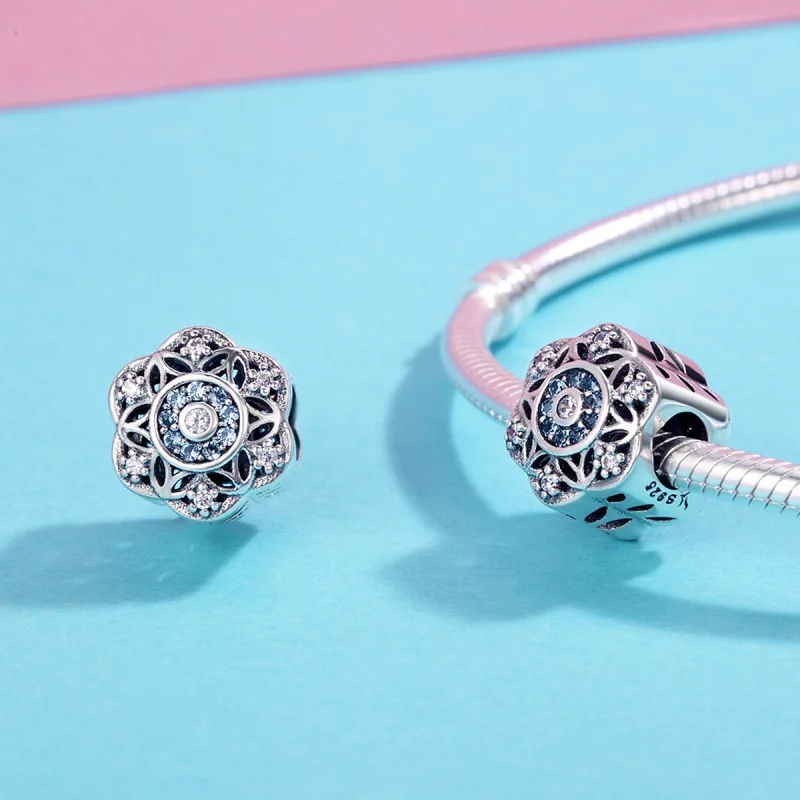 (image pour) Charm Pandora Style en argent avec des flocons de neige romantiques - SCC247 - Afficher 5