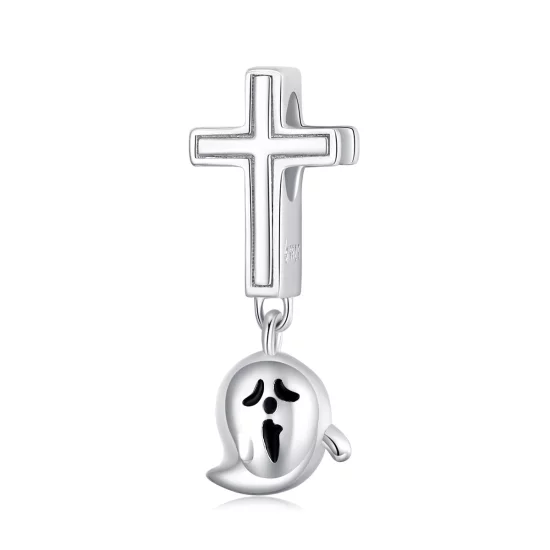 (image pour) Charm pandora style en argent avec fantôme d'Halloween - BSC328
