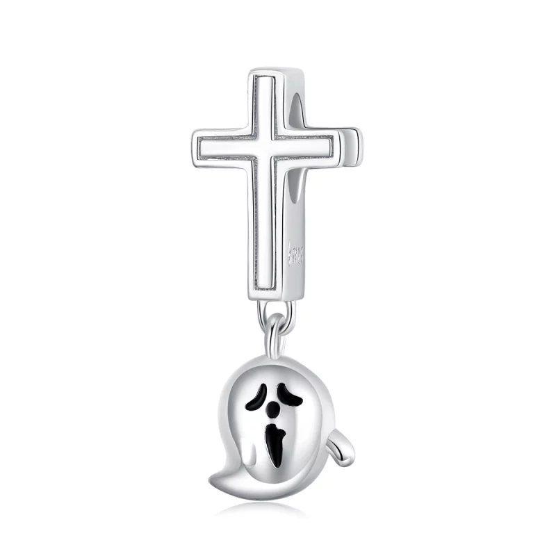 (image pour) Charm pandora style en argent avec fantôme d'Halloween - BSC328