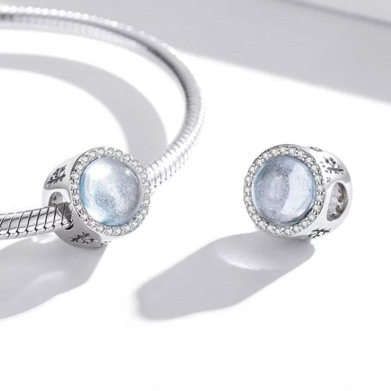 (image pour) Charm Pandora Style en Argent avec Flocon de Neige lors de la Veillée de Noël - - Afficher 4