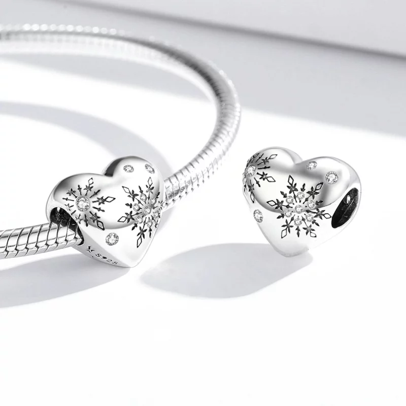 (image pour) Charm Pandora Style en argent avec motifs de flocons de neige - SCC1982 - Afficher 4