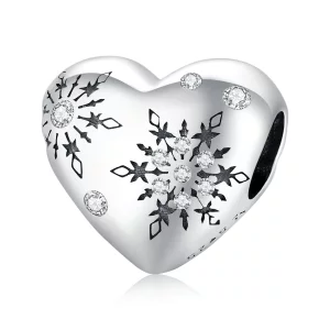 Charm Pandora Style en argent avec motifs de flocons de neige - SCC1982 (image pour) Charm Pandora Style en argent avec motifs de flocons de neige - SCC1982
