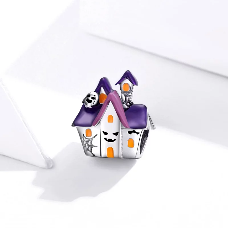 (image pour) Charm Pandora Style en argent pour Halloween avec une maison hantée - BSC324 - Afficher 2