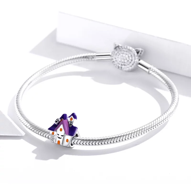 (image pour) Charm Pandora Style en argent pour Halloween avec une maison hantée - BSC324 - Afficher 3