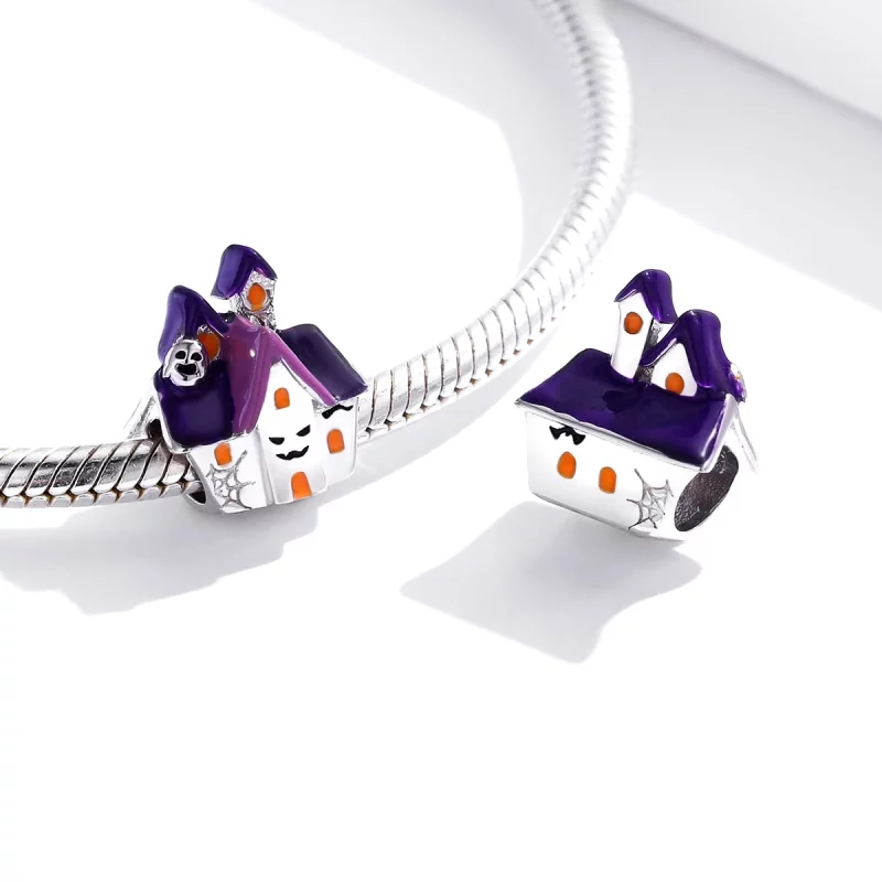 (image pour) Charm Pandora Style en argent pour Halloween avec une maison hantée - BSC324 - Afficher 4