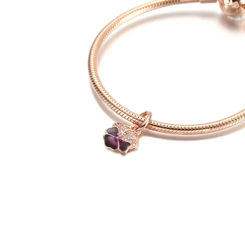(image pour) Charmant pendant fleur de pensée violette profonde PANDORA - 780776C01 - Afficher 4