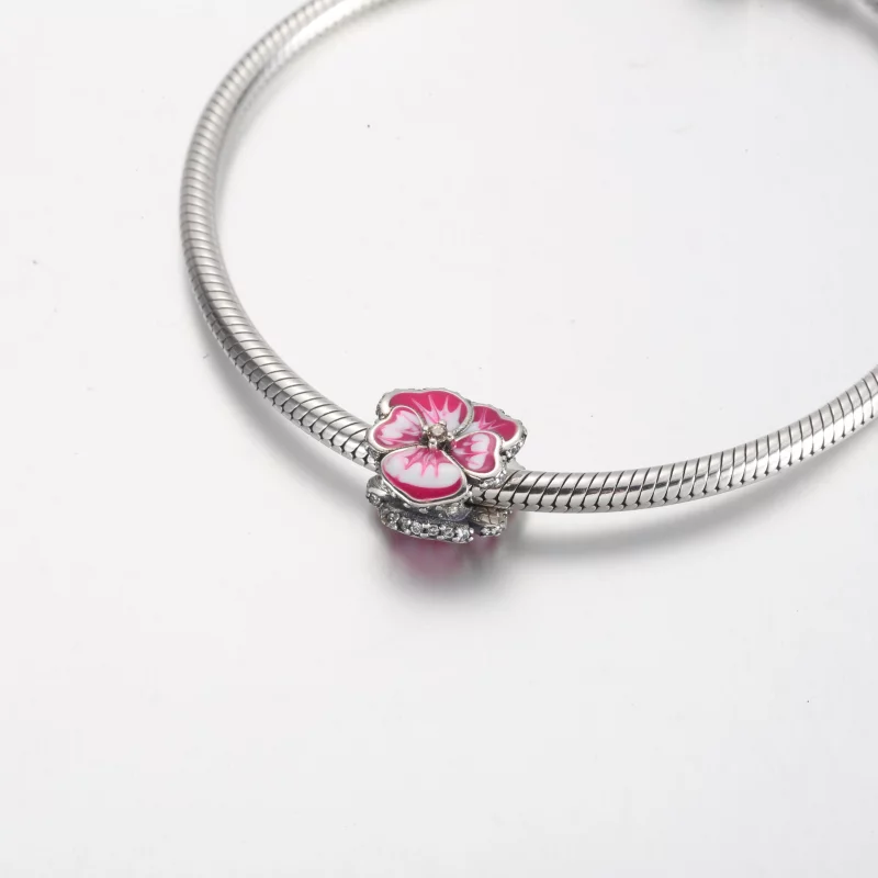 (image pour) Charme Fleur de Pensée Rose PANDORA - 790777C01 - Afficher 5