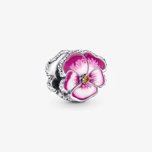 (image pour) Charme Fleur de Pensée Rose PANDORA - 790777C01