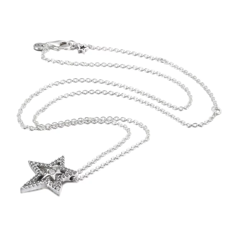 (image pour) Collier PANDORA Pavé Étoile Asymétrique - 390020C01 - Afficher 5