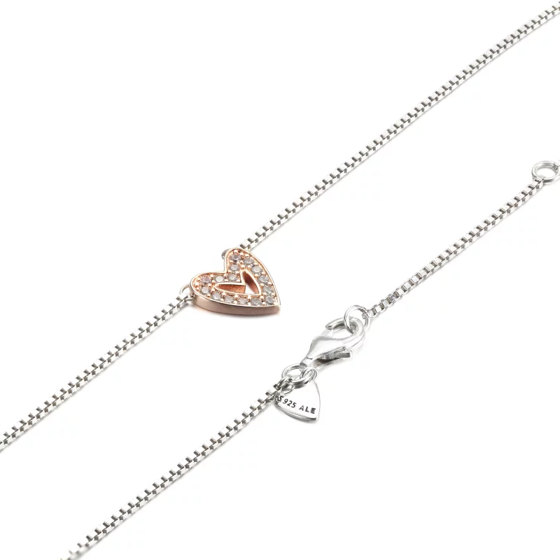 (image pour) Collier PANDORA Sparkling Freehand Heart - 380089C01 - Afficher 5