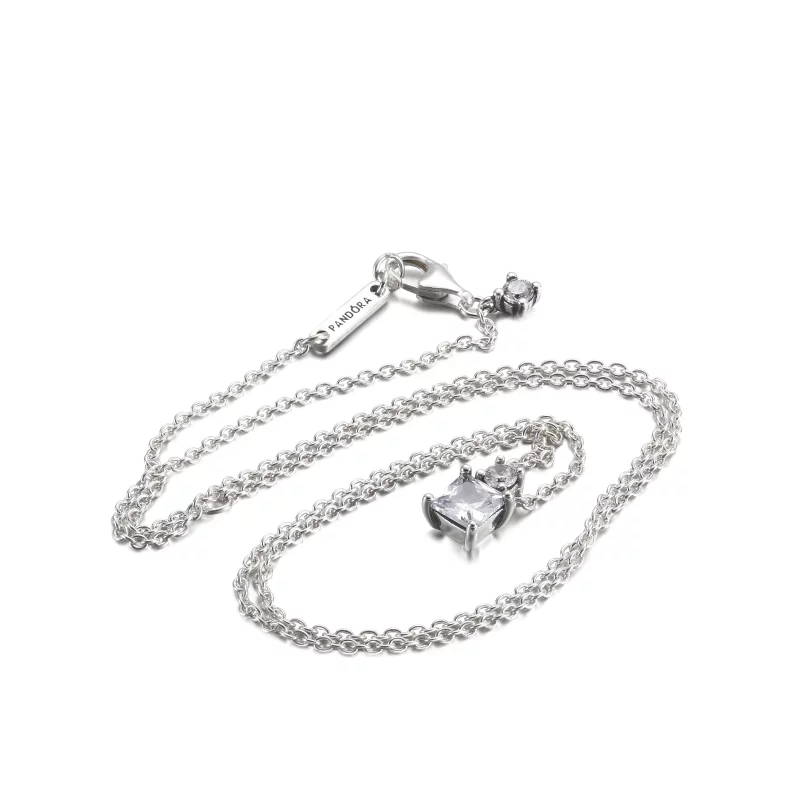 (image pour) Collier Pendentif Rond & Carré PANDORA Sparkling - 390048C01 - Afficher 5