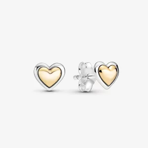 (image pour) PANDORA Boucles d'oreilles à clou en forme de cœur doré bombé - 299389C00