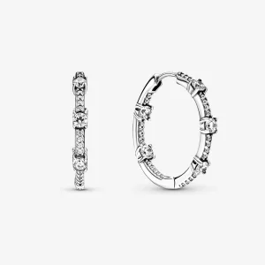 (image pour) PANDORA Boucles d'oreilles créoles à barres pavées étincelantes - 290043C01