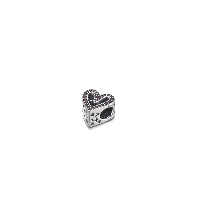 (image pour) PANDORA Charm Coeur Libre en Forme de Coeur Écarlate Étincelant - 798692C02 - Afficher 4