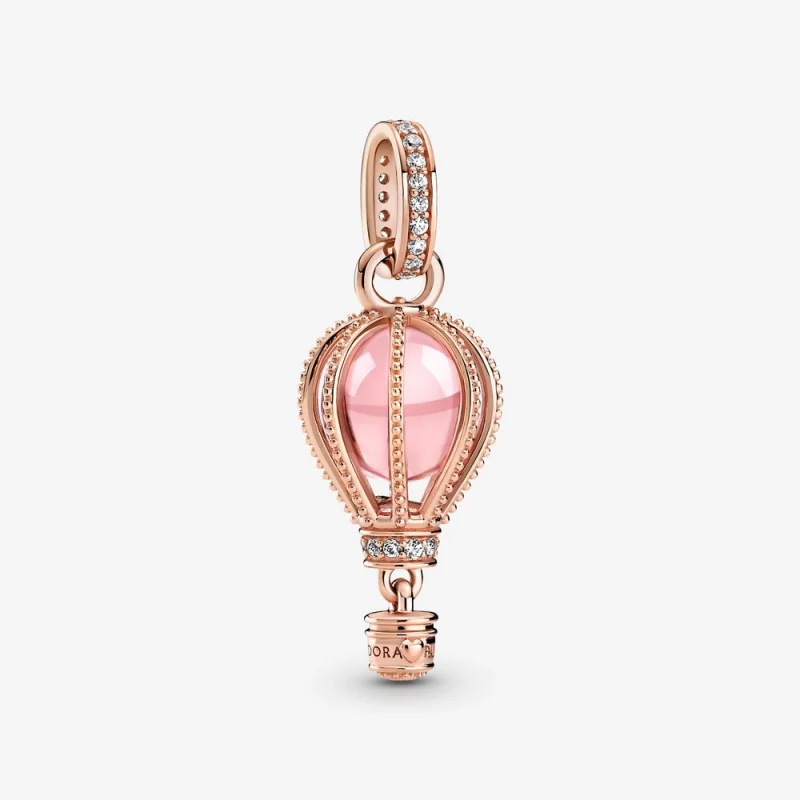 (image pour) PANDORA Charmante Breloque en forme de Montgolfière Rose Étincelante - 789434C01