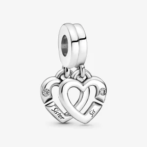 PANDORA Charmante breloque à pendentif en forme de cœur pour soeurs liées - 799538C01 (image pour) PANDORA Charmante breloque à pendentif en forme de cœur pour soeurs liées - 799538C01