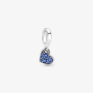 (image pour) PANDORA Charmante Perle Pendante Cœur Incliné en Pavé Bleu Stellar - 799404C01