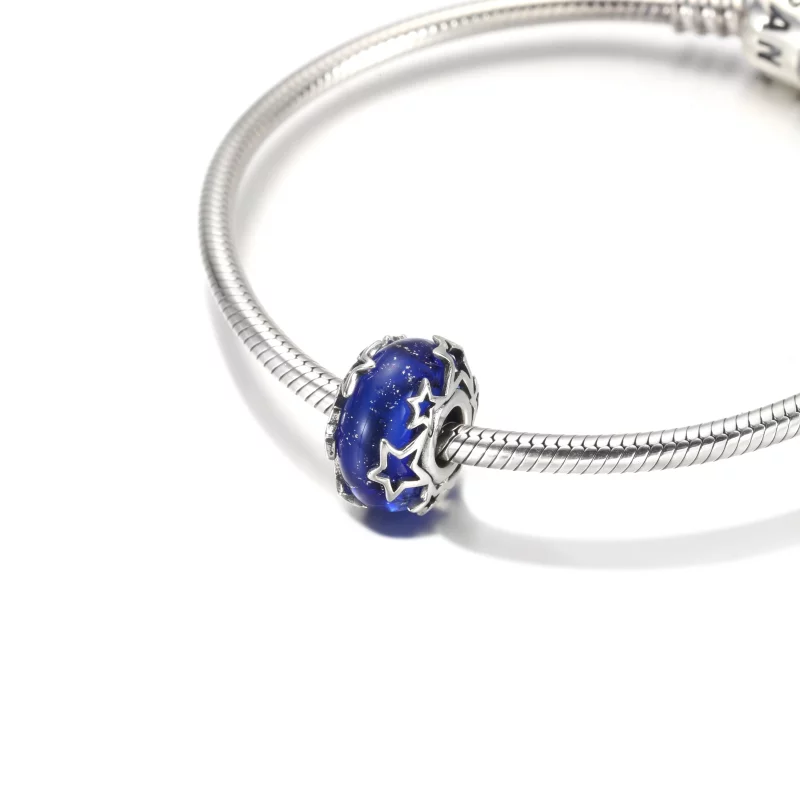 (image pour) PANDORA Charme Murano Galaxy Bleu & Étoile - 790015C00 - Afficher 5