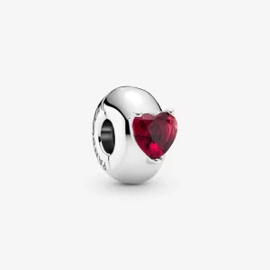 (image pour) PANDORA Cœur Rouge Charm Clip Solitaire - 799203C01