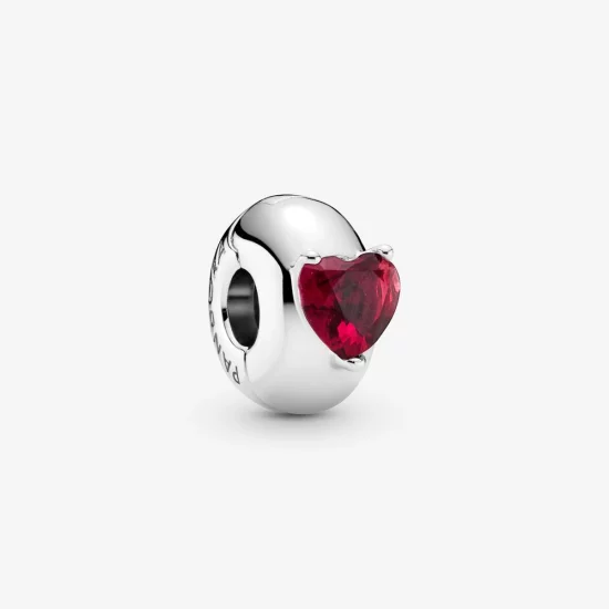 (image pour) PANDORA Cœur Rouge Charm Clip Solitaire - 799203C01