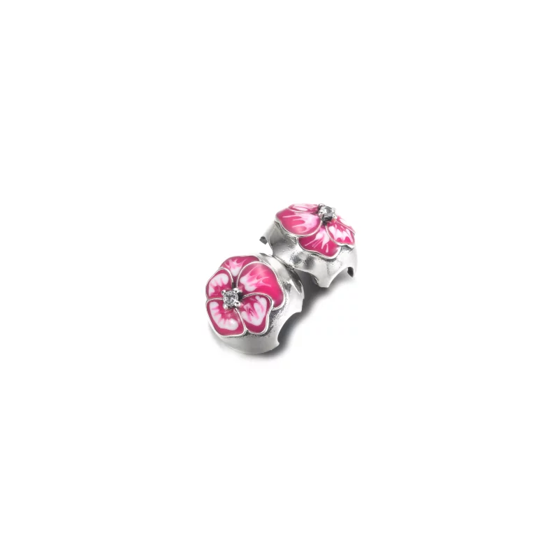 (image pour) PANDORA Pendentif Clip Fleur Pensée Rose - 790772C01 - Afficher 3