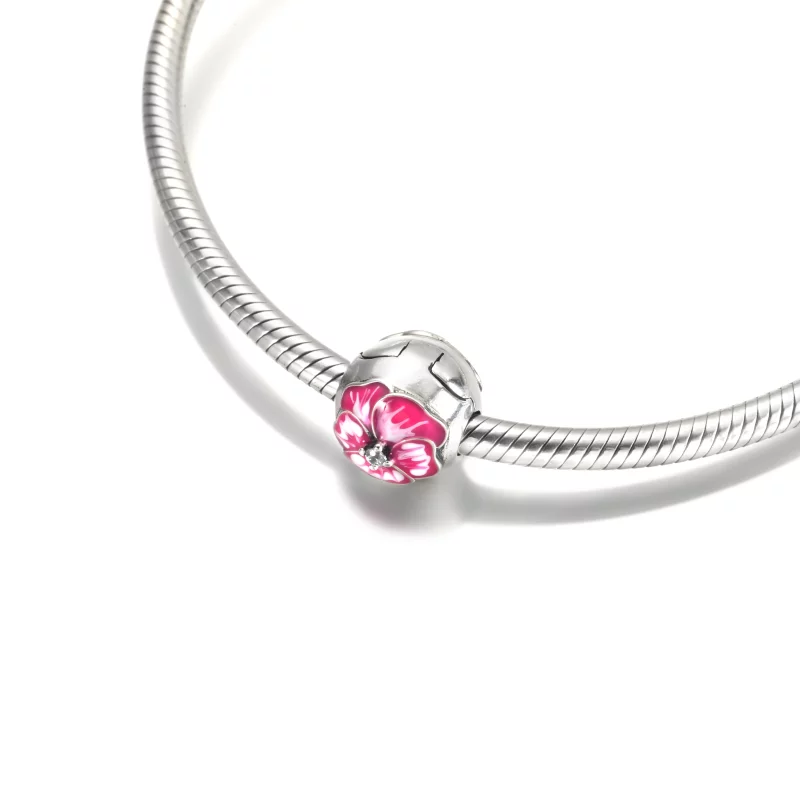 (image pour) PANDORA Pendentif Clip Fleur Pensée Rose - 790772C01 - Afficher 4
