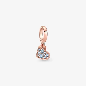 (image pour) Pendentif charmant en forme de cœur incliné PANDORA Light Blue Pavé - 789404C01