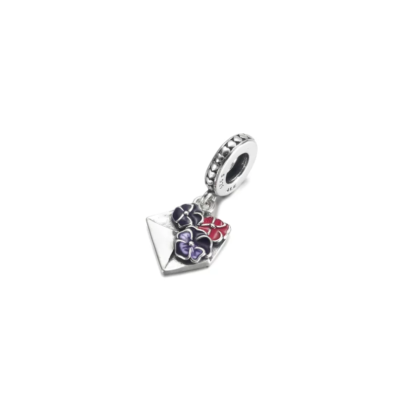 (image pour) Pendentif charmant PANDORA Pansy Flower Envelope Dangle - 790787C01 - Afficher 2