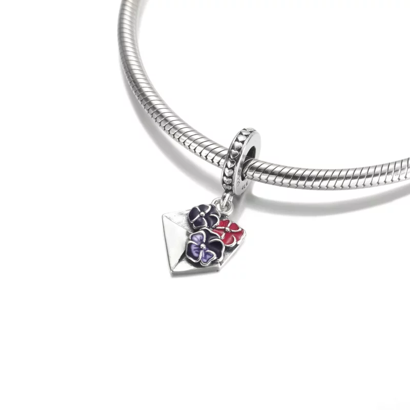 (image pour) Pendentif charmant PANDORA Pansy Flower Envelope Dangle - 790787C01 - Afficher 4