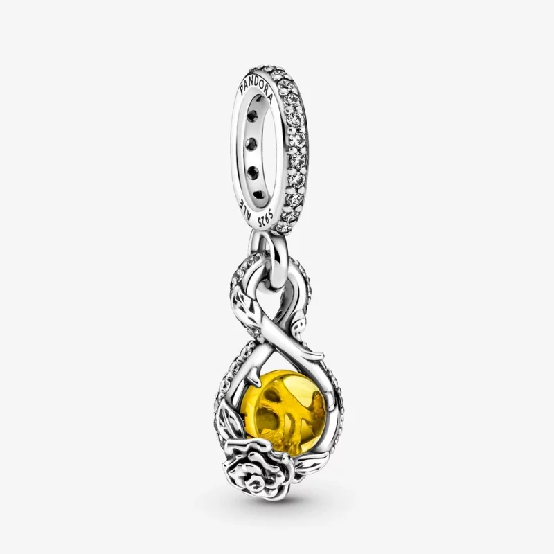 (image pour) Pendentif PANDORA Disney Belle Infinity & Rose Flower - 399525C01
