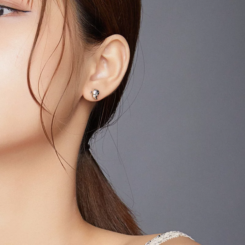 (image pour) Style Pandora en argent Les boucles d'oreilles à clous du fantôme du petit diabl - Afficher 4