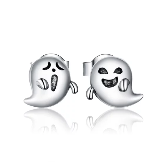 (image pour) Style Pandora en argent Les boucles d'oreilles à clous du fantôme du petit diable - BSE421